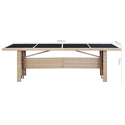 Tidyard 9-TLG. Garten Essgruppe mit Auflagen Poly Rattan Loungegruppe Set Esstisch mit Armlehnstühle Gartengarnitur Gartenmöbel Sitzgruppe für Garten, Terrasse & Balkon Beige – Bild 3