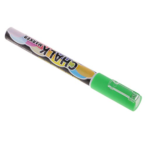 Fityle Highlighter Liquid Chalk Marker Pen 3mm Reversible Round & Chisel Tip for School Art Painting LED Writing Board Neon Effect Writing Pens - 4 Colors - Green