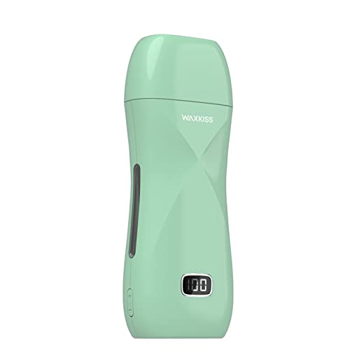Waxkiss Roll On Wax Warmer,Roll On Wax Heater For Arms, Legs And Larger Areas Of The Body Hair Removal, At Home Waxing Roller Wax Heater For Soft Wax Cartridge 110V-220V (green)