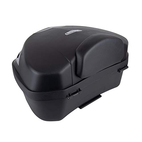Comie Motorcycle Tour Tail Box Scooter Trunk Luggage Top Lock Storage Carrier Case w/Soft backrest&Handle - 48L Capacity - Can Store Two (2) Helmet (Black 2)