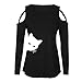 Moilant Women Cute Cat Print T Shirt Sexy Off-The-Shoulder Top Casual Comfortable Pullover Blouse Tunicthumb 1
