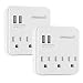 Oviitech Multi Wall Mount Adapter Outlet with Dual 2.1A USB Charging Ports and 3 Electrical Sockets, Plug-in Splitter ETL Listed，White，2 Pack