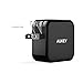 AUKEY USB Wall Charger with Quick Charge 2.0 & Foldable Plug for Nexus 6, Samsung S8/S7/S6/Edge, Note 4/5, LG G4 & More (Black)