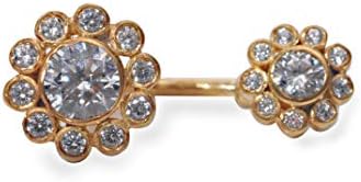 Adastra Jewelry 925 Sterling Silver White round flower cz belly button piercing