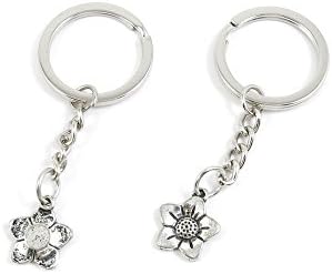 100 Pieces Keychain Keyring Door Car Key Chain Ring Tag Charms Bulk Supply Jewelry Making Clasp Findings W2CN1U Flower