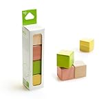 4 Piece Tegu Magnetic Wooden Block Cube Set, Jungle