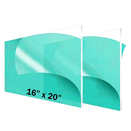 CALPALMY (2 Pack 1/8" Thick Clear Acrylic Sheets 16"x20" PreCut