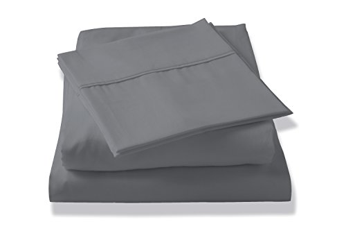 Brielle 400 Thread Count Egyptian Cotton Sateen Fine Sheet Set, Queen, Paloma Gray