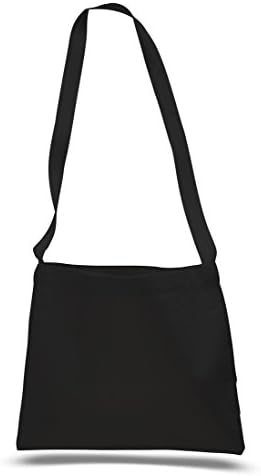 Cross Body Canvas Totes Small Messenger Tote Bags Long Shoulder Straps (Set of 6, Black)
