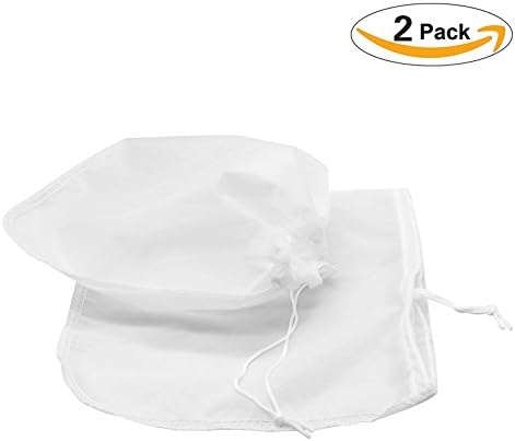 2 Pack Nut Milk Bag, Large Fine Mesh Strainer by WDHouse-Reusable Almond Milk Bag-Cheesecloth Food Grade-Cold Brew Coffee Yogurt Juice Filter-Juicing and Sprouting-12"x12"-75 Micron