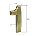 iMustech Mailbox Numbers, 2 Pcs/Set Solid Self-stick Number 1 for Mailbox, Door, Apartment, Hotel, 2-3/4 Inch, 3D Metal Brass