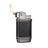 GIXXHLG Pipe Lighter Butane Gas, Genuine Leather