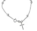 WIZARDPINS Catholic Italy Sterling Silver Rosary Beads Cross Bracelet 7.5