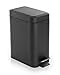 BINO | Rectangular Step Trash Can | 1.3 Gallon/5 Liter Stainless Steel Trash Can with Lid | Home or Office Bathroom Trash Cans with Lids | Kitchen Garbage Can with Non-Slip Stepper | Matte Black