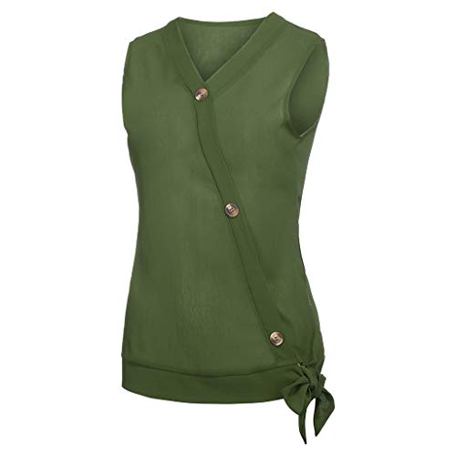 Womens Sexy Tops 2019, YEZIJIN Women's Short Sleeve V Neck Tie Knot Front Button Chiffon Shirt Blouse Tops Army Green