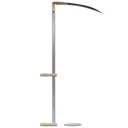 mewmewcat 4.7 inches Weeding Scythe Hand Weed Sickle Scythe with Grinding Stone Metal Outdoor Durable Garden Farm Tool with 2 Handles