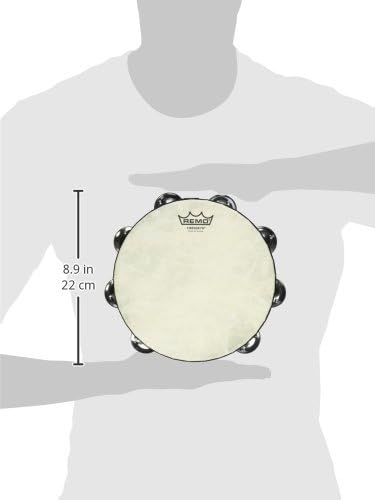 Remo Tambourine, Pretuned, 8" Diameter, 8 works Jingles x 1 Row, QUADURA® White - Image 4