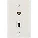 BUYER'S POINT HDMI & Ethernet Wall Plate | UL Listed HMDI 2.0 & Cat6 Ethernet RJ45 Port w/Single Gang Mounting Bracket, Perfect for Smart HDTVs and Network Devices (White) — 1 Pack