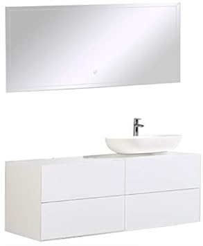 Badmöbel Milou 1200 Weiß matt- Spiegel:Ohne Spiegel, Zusätzl. Blende für Ablaufgarnitur:ohne zusätzl. Blende, Auswahl Waschbe