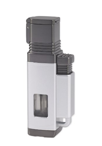 Vertigo Churchill Quad Torch Lighter - White Pearl & Gunmetal