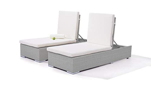 talfa Polyrattan Sonnenliegen Set in Grau satiniert Culie, 2 Stück – Bild 4