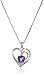 Amazon Collection Sterling Silver and 14k Yellow Gold Amethyst and Diamond-Accent Heart Framed Pendant Necklace (.007 cttw, I-J Color, I2-I3 Clarity), 18