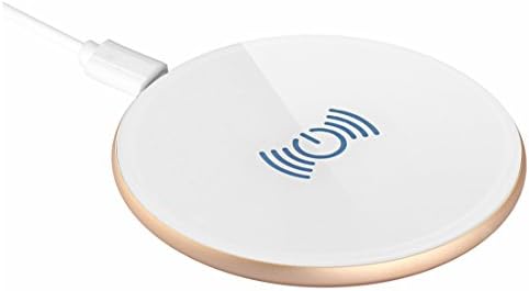 Metal 10W Fast Wireless Charger, hanende [Ultra Slim] [Sleep-Friendly] Wireless Charging Pad for iPhone 8/8 Plus/iPhone X Samsung Galaxy S9 S9+ S8 S8+ S7 S7 Edge, Note 8, Note 5 (White)