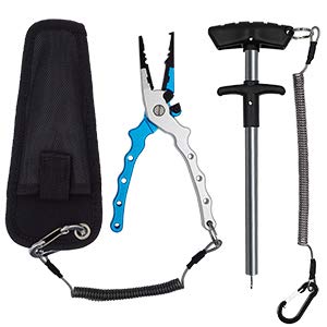 Lix&Rix Anodized Aluminum Fishing Pliers Hook Remover Kits with Coiled Lanyards