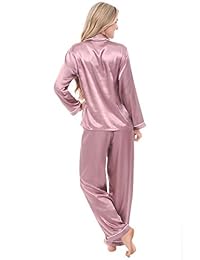 Alexander Del Rossa - Juego de pajamas de satén para mujer, diseño de mariposas