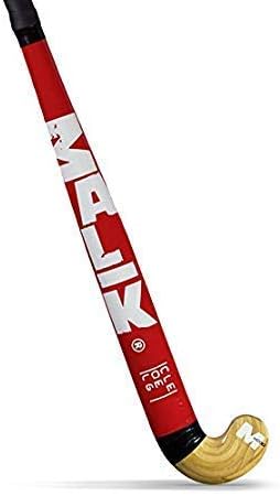 MALIK MB Field Hockey Stick - College Red Print - Outdoor Wood Multi Curve - Head Shape: Classic 33.5"