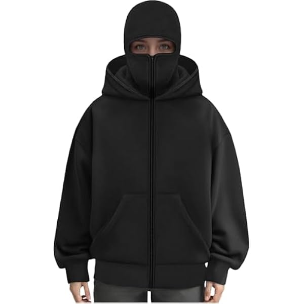 Balaclava Zip Hoodie Men Hoodie Balaclava Men Half Zip Pullover