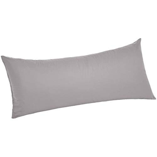 AmazonBasics Ultra-Soft Body Pillow Cover Pillowcase, Breathable, Easy to Wash, 55" x 21", Graphite Grey
