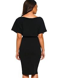 Designer97 - Vestido de mujer de manga corta, con cinturón delantero, vestido de media cintura