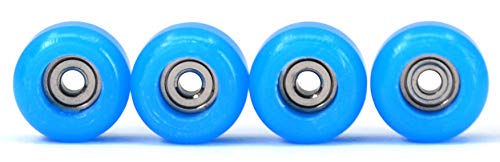 Teak Tuning CNC Polyurethane Fingerboard Bearing Wheels, Light Blue - Set of 4 Wheels - Durable Material with a Hard Durometer