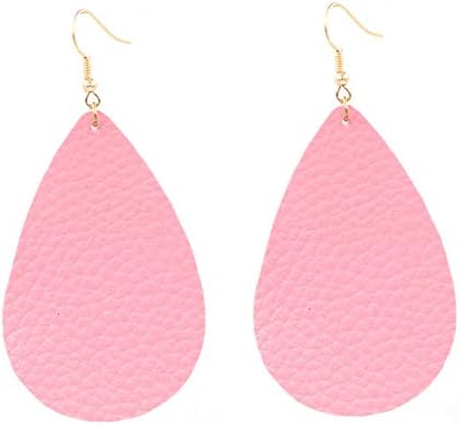 Big Statement Water Drop Earring Leaf geometric Teardrop Genuine Leather Earrings for Women