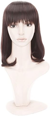 Simpleyourstyle Dark Brown Natural Black Anime Cosplay Wigs Pear Head Long Synthetic Full Heat Resistant Bang Wigs for Women (Dark Brown)