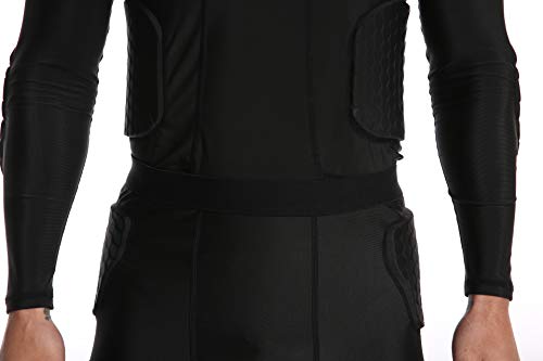 Men's Padded Compression Shirt-Long Sleeve Padded Football Protective Rib Chest Back Protector for Football Basketball Baseball Soccer Hockey Paintball Rugby Parkour Bike Snowboard