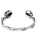 ELFASIO Adjustable Size Men Skull Bracelet Stainless Steel Skeleton Bones Silver Cuff Biker Bangles