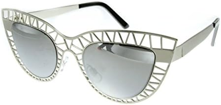 Aloha Eyewear Women's "Mouse Trap" Cateye 48mm Sunglasses w/ Metal Mesh Cutout (Chrome w/ Mirror)