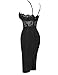 UONBOX Women's Sexy Lace Spliced Backless Spaghetti Strap Halter Cocktail Party Bandage Dress Black L