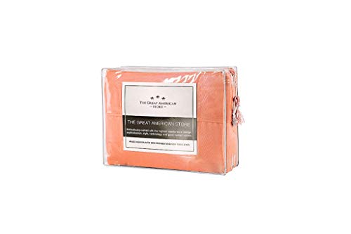 The Great American Store ! Flash Sale ! 600 Thread Count 100% Cotton - 24 Inch Extra Deep Pocket Bed Sheet Set - Full XL, Solid Coral - Thumbnail 4