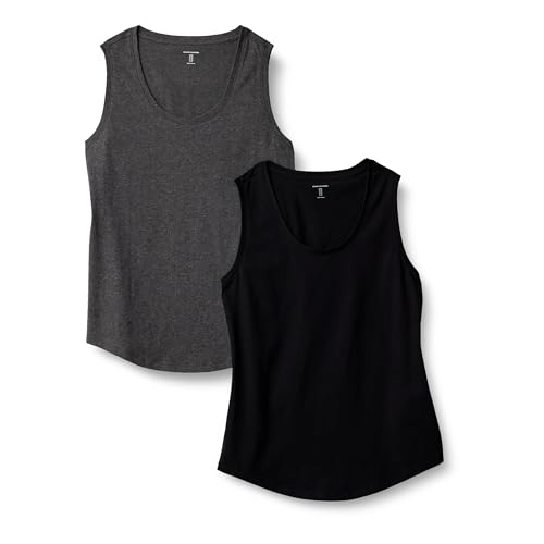 Amazon Essentials Women's Regular-Fit 100% Cotton Sleeveless Tank Top, Pack of…