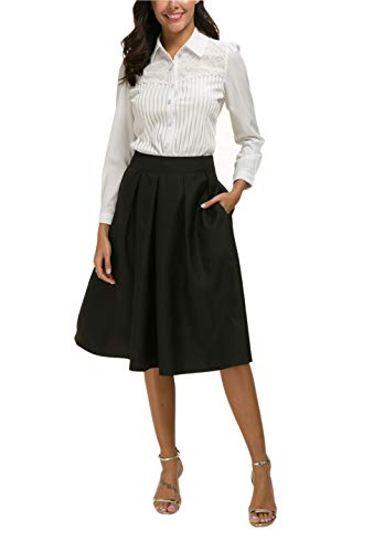 DPO Women's Vintage Stand Collar Button Down Shirt Long Sleeve Lace Blouse White 12 - Thumbnail 6