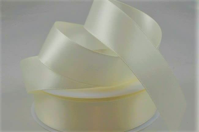 Oakwood Archer Double Faced Satin Ribbon, Ivory, 15mm x 25m