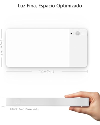 Lampara de Techo Recargable 12000mAh, Luz LED Inalámbrica Magnética con Sensor de Movimiento y Control Remoto, 3 Colores Regulable, Sin Cables para Recámara, Cocina, Baño y Clóset