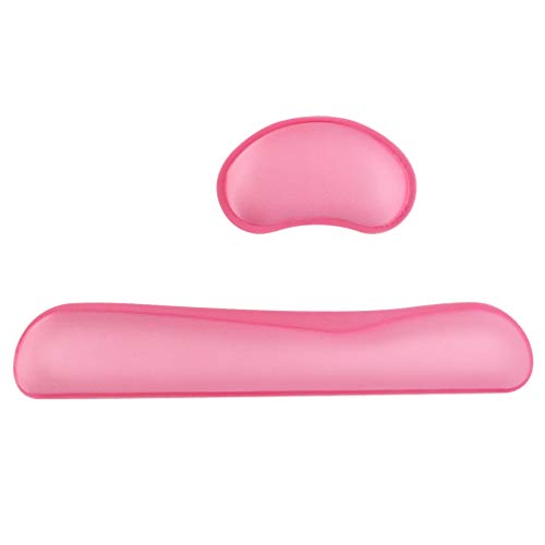 Poualss Memory Foam Set Keyboard and Mouse Wrist Pad Rest,Cushion Support for Office,Gaming,Computer,Laptop and Mac,Pain Relief& Easy Typing,Pink Wrist Rests (Pink, 5.51)