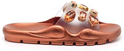 Cape Robbin Treasure Map Slide Sandals Rose Gold Jeweled Clear Sandals