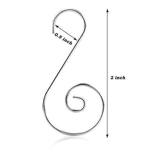KOHcojim 120 Pack Christmas Ornaments Hooks Ornament Hangers, Stainless Steel S-Shaped Hangers for Christmas Tree Decorations, Holiday Ornament Hangers Christmas Tree Hanger (Silver)