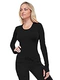 Cherokee Women's Infinity Long Sleeve Knit Underscrub Tee, Black, Small