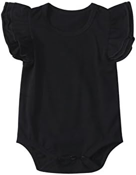 INHoney Baby Girl Basic Short Sleeve Ruffle Bodysuit Cotton Romper Shirt Top Clothes